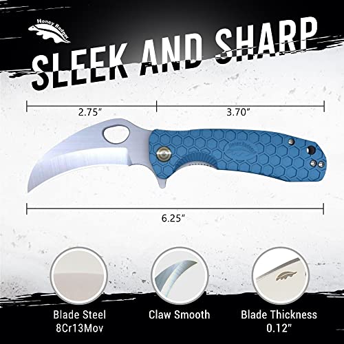 Western Active Honey Badger Small Pocket Knife Edc Claw Hawkbill Folding Utility Knife 2.75" Steel Blade, Reversible Pocket Clip, Folding Pocket Knife - (2.9Oz) Claw Smooth Small Blue Hb1144 #TOP1