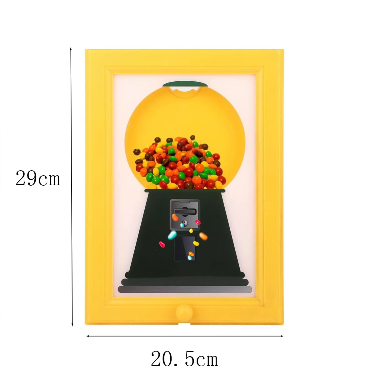 Distributeur de bonbons mural interactif avec cadre photo, pour cuisine ou bureau, jaune
