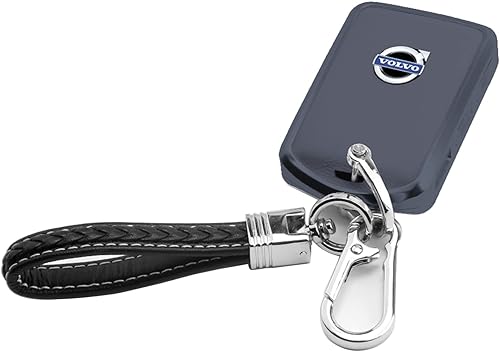 K LAKEY Funda de aleación de cuero para llavero de automóvil, 0.78oz, funda ultraligera compatible con Volvo 4 botones C30 S60 S80 S90 XC40 XC60