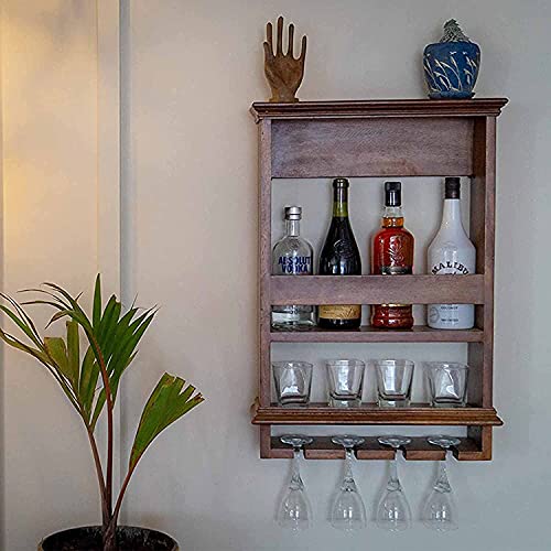 Image of CRAFT D ARTS Wall Hanging Design Bar| bar Cabinet for Home | bar Cabinet Design|bar Cabinet Accessories | bar Cabinet for Home bar | - Walnut Finish (25 /20 Inch)