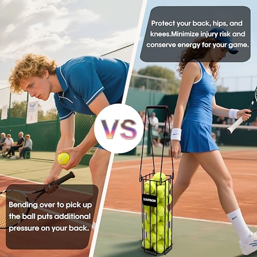 image for LIASTRON Tennis Ball Hopper Basket Pickleball Picker Upper Pickleball 