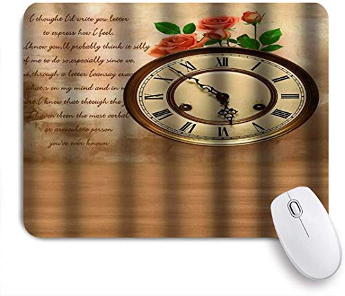 Preisvergleich Produktbild Dekoratives Gaming-Mauspad,Uhr Rose Blumen Briefpapier,Bürocomputer-Mausmatte mit rutschfester Gummibasis