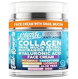 Snail Mucin Collagen Face Cream - Anti Aging Moisturizer with Retinol Niacinamide Hyaluronic Acid Peptides Vitamin C Ceramides - Korean Skincare Anti Aging Daily Face and Neck Cream - 3.52 oz 100g