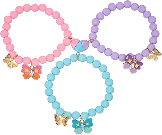 SANNIDHI® 3Pcs Bracelet Mother Daughter Bracelets Set Butterfly Heart Charm Bracelet for Women Men Love Heart Matching Str...