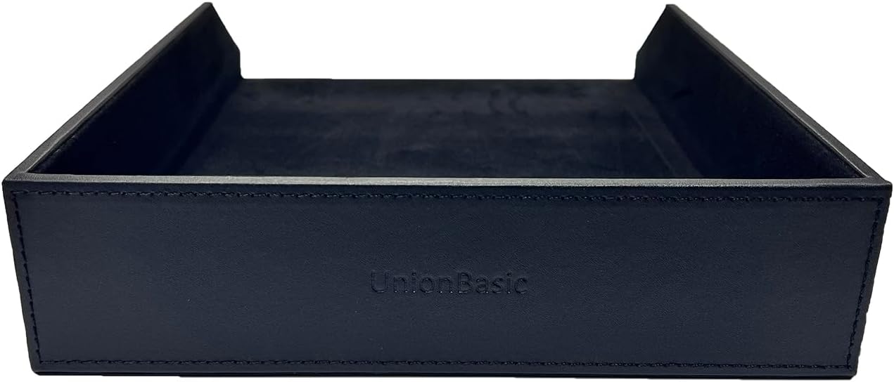 UnionBasic Stackable Document Paper Letter Tray, Faux Leather Desktop File Sorter Organizer Tray, Black