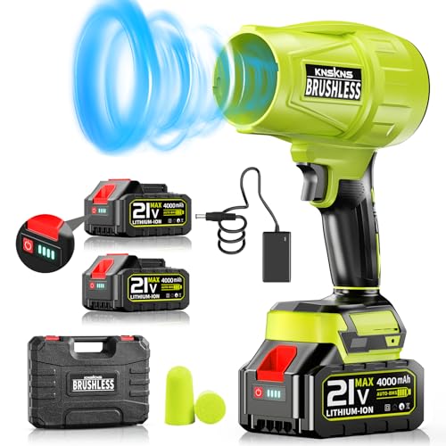 Leaf Blower Cordless with Battery and Charger,580000RPM Lightweight Mini Leaf Blower,21V Handheld Electric Blower with 2×4.0Ah Batteries & Fast Charger,Turbo Jet Blower for Lawn,Yard,Garage