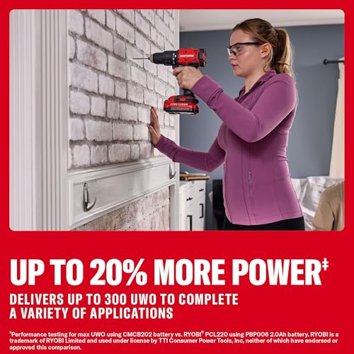 Image of CRAFTSMAN 20V MAX 1 /2 Cordless Hammer Drill, Includes 2 Batteries (2 Ah), Charger and Double Ended Bit, Longer Runtime Power Hammer Drill with LED Light (CMCD712D2)