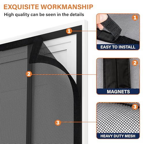Image of Magnetic Screen Door, Door Screen Magnetic Closure-Keeps Bugs Out Let Breeze in, Heavy Duty Mesh - Pet and Kid Friendly, Works with Front Doors, Sliding Doors Fit Door Size 72 x 80 in
