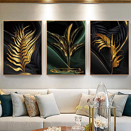 Affiches feuilles style nordique or toile salon art abstrait 20x30