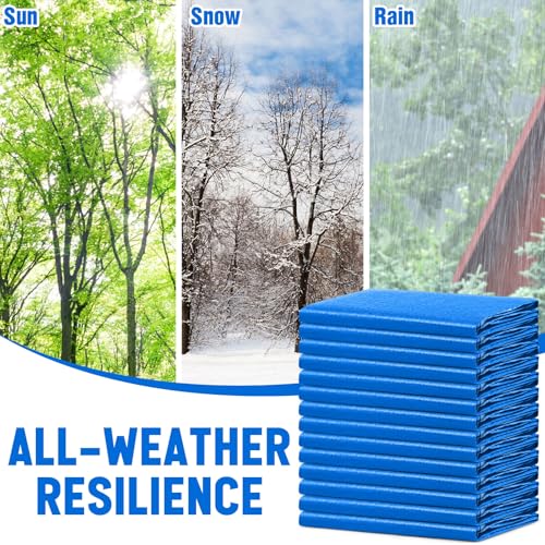 Image of 14 Pack 6 x 8 ft 5.5 Mil Tarps Heavy Duty Waterproof Tarp Multi Purpose Tent Cover for Home Boats Cars Camping Patio Furniture Roof Emergency Rain Protective Cover, Blue