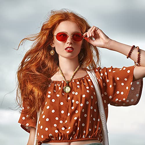 4 Pcs Bohemian Necklace for Women Turquoise Jewelry Necklace Statement Beaded Vintage Chunky Chain Pendant for Women Ladies2