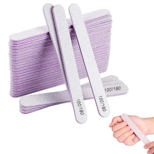 WQNNQW 6289 Lime À Ongles Double Face 100/180, Gris, Violet, 50 Pièces