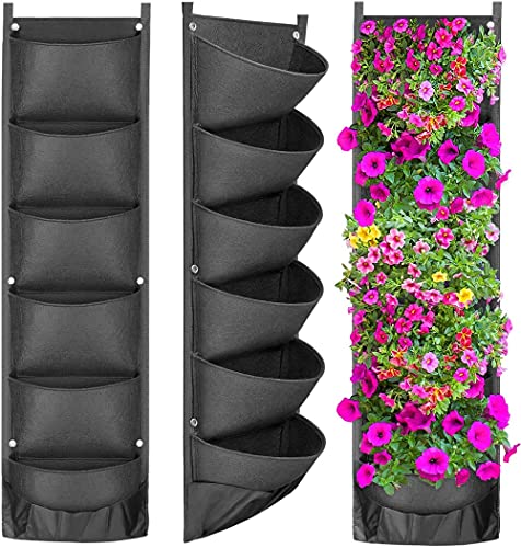 Pot de fleurs à suspendre vertical à 6 poches, étanche, fixation murale, pour utilisation en intérieur ou en extérieur - 100 x 30 cm Cover