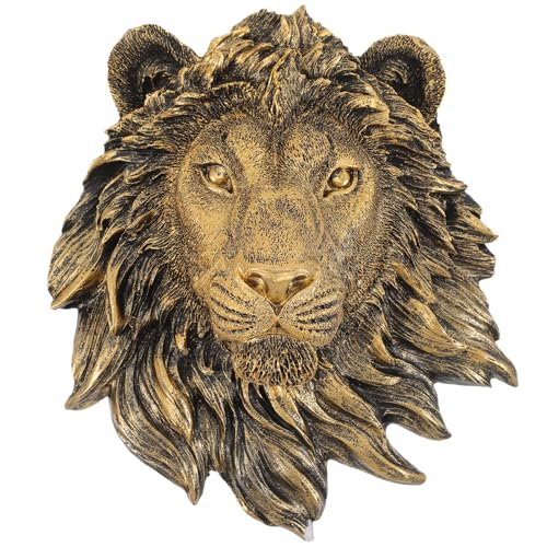 Tête de lionceau dorée en résine BCOATH pour décoration murale intérieure et extérieure