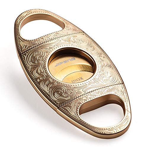 Cigar Cutter Gold Carving Stainless Steel Double Blades Cigar Guillotine by JiFENG - Used condition - US$13.75