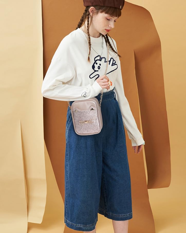 Sparkly Girls Purse and Birthday Gifts for Youth Girls Teens and Kids, Small Kawaii Cat Purse and Kitty Bag Crossbody | Aged 8-25, Roomy Fit Phone, Zipper Closure, Comfy Wear - Image 3