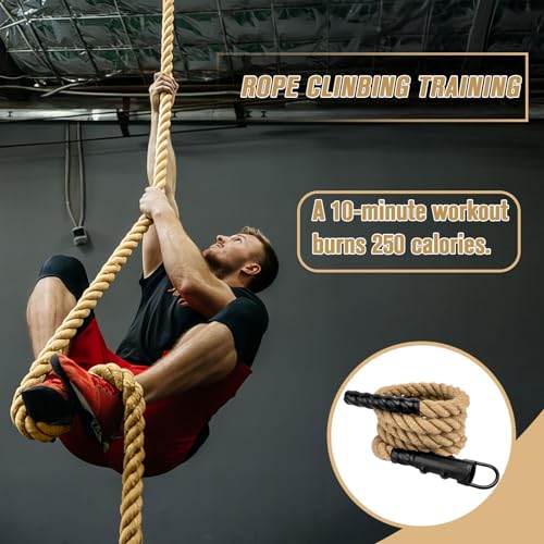 GDHSWJ Gym Climbing Rope, Indoor Outdoor Climbing Ropes - Climbing Rope for Adults - 10ft Length, 1.5\" Diameter, Climbing Ropes with Hook for Indoor and Outdoor Fitness