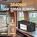 FLLYROWER 36V Lithium Battery 100AH With 200A Smart BMS and 16500 Deep Cycles 36V 100AH Lifepo4 Battery Grade A Cells for Marine Trolling Motor RV camping Solar Golf Cart Off-Grid