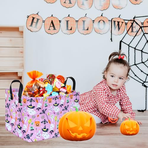 Image of Happy Halloween Ghost Storage Basket Gift Laundry Bins Collapsible Storage Baskets Box Laundry Nursery Hamper for Home and Office Decoration with Handles