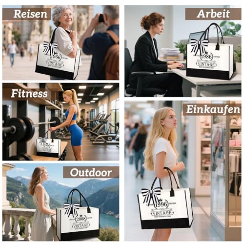 Giftota 40. Geburtstag Geschenk Frau – Vintage 1986 Canvas Einkaufstasche Tragetasche & Kosmetiktasche Set mit Grußkarte – 40. Geburtstagsgeschenk für Mama, Freundin, Kollegin oder Schwester