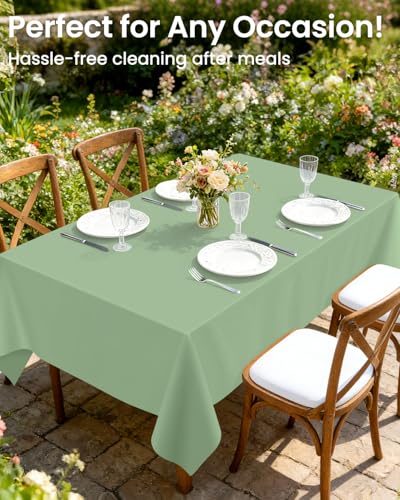 Image of LANLISA 4 Pack Sage Green Plastic Table Cloth Disposable, 54 x 108 Inch