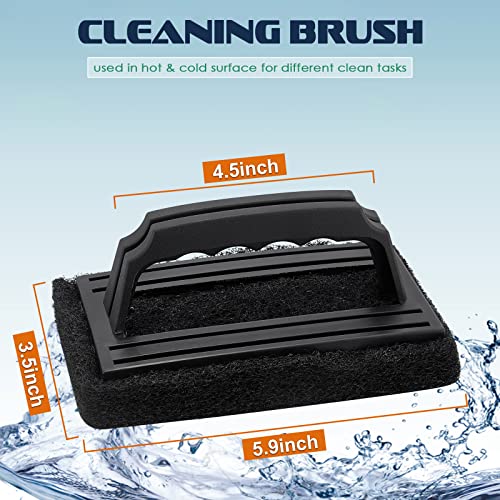 Griddle Cleaning Kit 4Pcs, Hasteel Griddle Scouring Pad Cleaner With Handle, Heavy Duty Flat Top Grill Cleaning Brush For Hot & Cold Surface Commercial Household Uses #TOP1