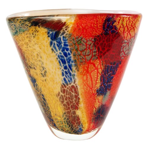 Luxury Lane Hand Blown Multicolor Abstract Art Glass Vase 8 inch Tall