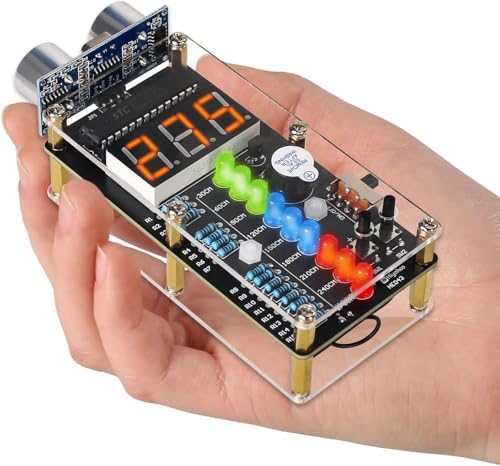 BANRIA Ultrasonic Distance Sensor DIY Soldering Kit HC-SR04 Ultrasonic Ranging Alarm Soldering Practice Kit with LED Indicators STEM Electronic Soldering Project for School Learning
