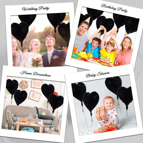 Image of 36 Pcs Black Heart Balloons,18 Inch Heart Foil Balloons Valentine Balloon for Wedding Engagement Party Valentine Day Decorations