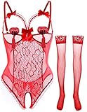 Ocasión: nuestro conjunto de lencería de 3 piezas sirve como divertido juguete para el dormitorio, la noche de bodas, los aniversarios y las noches especiales. Sin acolchado y sin aros, te hacen sentir cómoda y sexy.