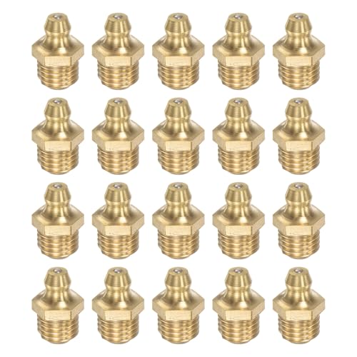 Image of uxcell Brass Straight Grease Fitting M10 x 1.25mm Thread Hydraulic Grease Fitting Accessories, 20Pcs