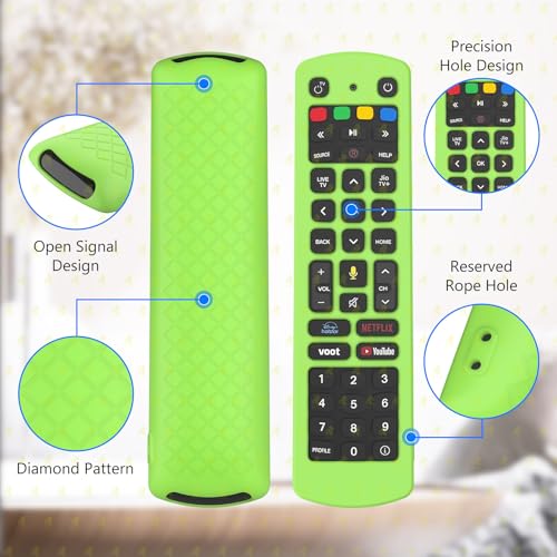 Image of RAYA Silicone Cover Compatible with Jio Tv Set Top Box Remote Protective Case with Lanyard [ Remote NOT Included ] (Green)