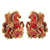 FRCOLOR 2026年馬の干支窓用ステッカー 3D植毛素材2枚セット 中国旧正月春節飾り ガラス 玄関ドア用新年ウィンドウデコレーション