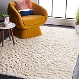 SAFAVIEH Flokati Shag Collection 4' x 6' Ivory FLK150A Handmade Premium Wool 1.5-inch Thick Area Rug