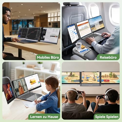 Blackview DCM8 15,6\ Laptop Bildschirm Erweiterung, 100% sRGB 1200P FHD, Niedriges Blaulicht Laptop Erweiterung 2 Monitore Arbeit mit 14\ -17,3\ Laptops Kompatibel mit Windows/Mac/Android/ PS5(1Kg)