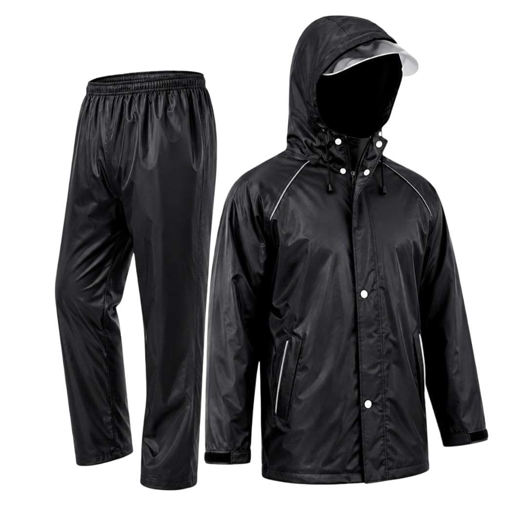 Krystle Men's Waterproof Rain Suit with Hood | PVC Coated Raincoat & Pant Set | Lightweight Windproof Monsoon Wear | (Multicolor,Multisize)-image-49