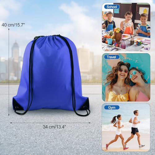 KUUQA 100Pcs Blue Drawstring Backpack Bag Sack Drawstring Bags Bulk String Bags Storage Bags for Sport Gym Traveling4