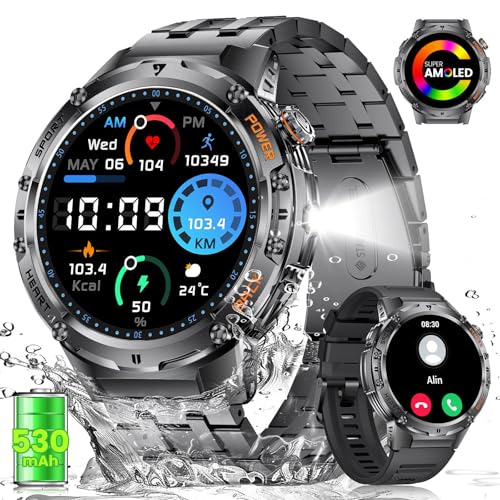 LIGE Military Smart Watches LED Flashlight,530mAh Large