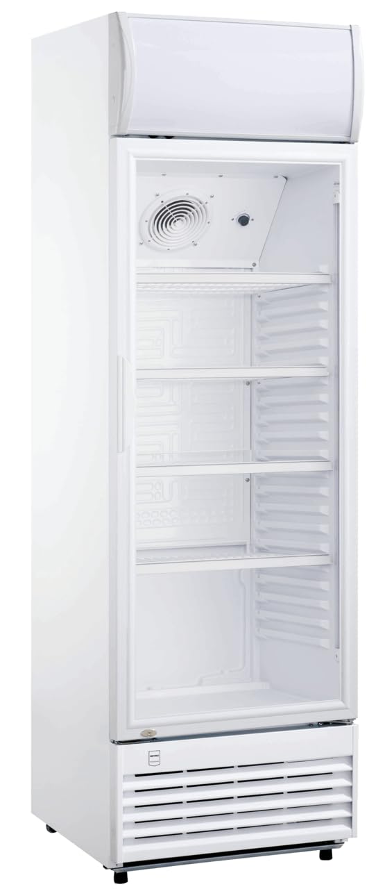 METRO Professional Frigorífico GSC2350, nevera vertical con puerta de cristal, 324 L, blanco, 180 W, iluminación LED, 4 estantes ajustables, gastronomía, bar, restaurant, tiendas