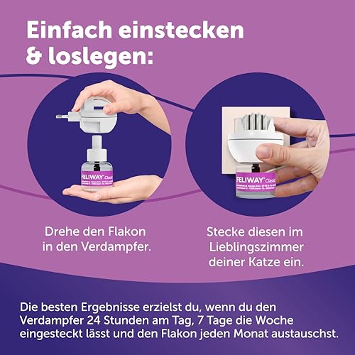 FELIWAY Classic 30 Tage Pheromon Verdampfer Start-Set, 48ml - Hilft Anzeichen von Stress bei Katzen und Kitten zu reduzieren, von Tierärzten empfohlen, klinisch getestet