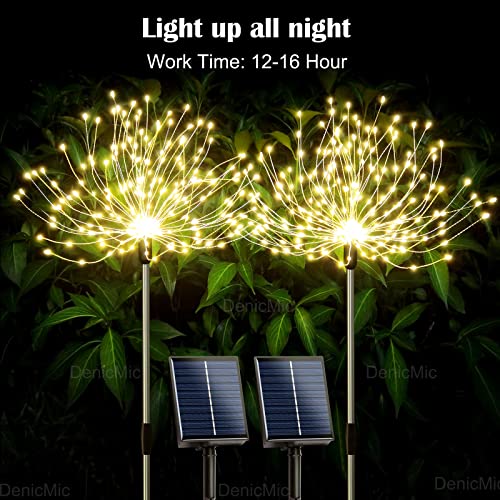 Denicmic Solar Firework Lights Outdoor 200 Led Solar Garden Decorative Lights 8 Mode Starburst Solar Star Waterproof For Patio Path Lawn Holiday Party Outdoor Christmas Decor (Yellow, 2 Pack) #TOP1