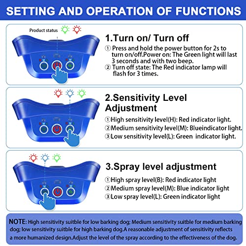 Citronella Bark Collar, Automatic Stop Spray Bark Collar For Medium Large Dogs [Include 1 * Refill] Citronella Dog Dog Bark Collar, Safety Dog Training Collar Rechargeable Anti Barking Collar #TOP5