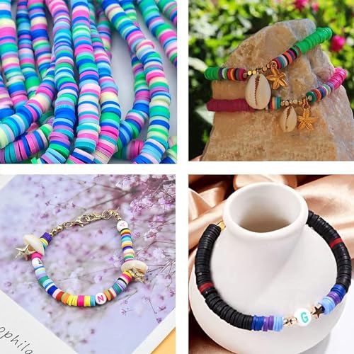 Image of SANNIDHI 3200 Clay Beads Bracelet Making Kit, Alphabet Polymer Set | Personalise Bracelets and Crafts, Alphabet, Heart and Smile Face Shapes, Flat Polymer Material, Hands on DIY Activity