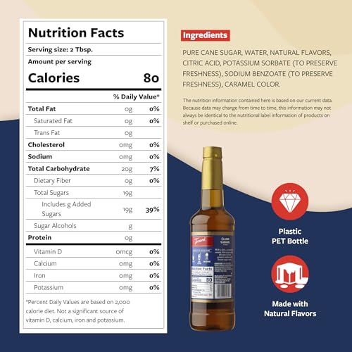 Image of Torani Coffee Syrup, Classic Caramel Flavored Syrup for Drinks, Pump Included, 25.4 Fl Oz