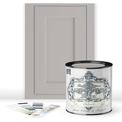 ALL-IN-ONE Paint by Heirloom Traditions, Oxford (Neutral Gray), Quart - Durable cabinet and furniture paint. Built in primer and top coat, no sanding needed. Includes our 30 featured color card.