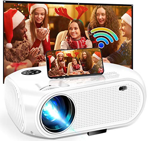 Wireless Projector 5500Lux, WEILIANTE WiFi LCD Movie Projector for Home Outdoors, WiFi Directly Connect with Smartphones, 50000 Hours Lamp Life, Support Full HD, HDMI,VGA,AV,USB,TF