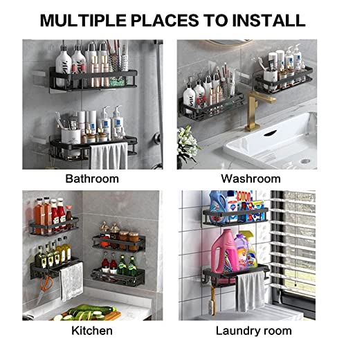 2 Pack Shower Caddy Bathroom Shelf Organizer Adhesive Rustproof No Drilling Bath Shelves Basket With Fixed Removable Hooks For Kitchen Storage Inside Shower #TOP5