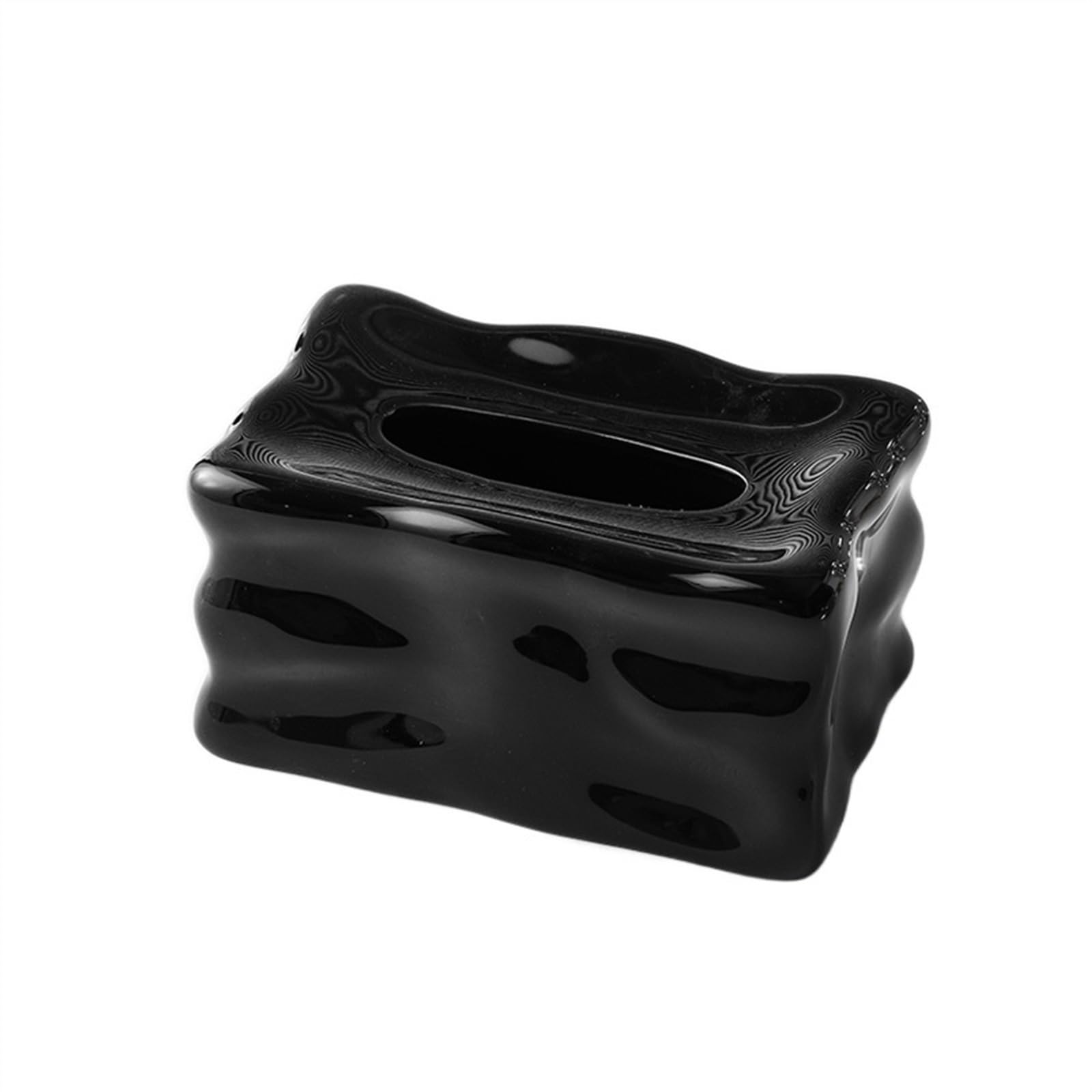 Tissue Holder Creative Ceramic Tissue Box, Living Room Household Paper Drawer, Restaurant Napkin Facial Box Decor(Black)
