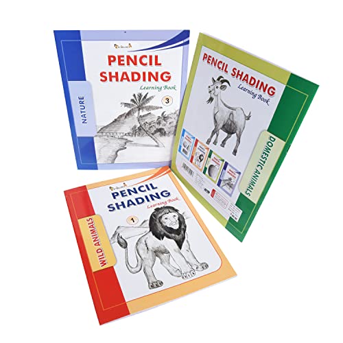 Image of Inikao's Pencil Shading Adventures for Kids: Beginner's Guide Collection | Animals, Fruits, Nature | 4-Book Set (Step by Step Activity Book on Draw and Colouring)