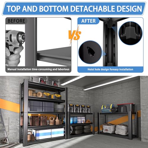 5-Tier Heavy Duty Garage Shelving Unit, 3000 LBS Capacity Metal Storage Rack 72" H x 48" W x 20" D, Adjustable Steel Shelves for Garage, Warehouse, Basement, Pantry, Workshop.2 Pack